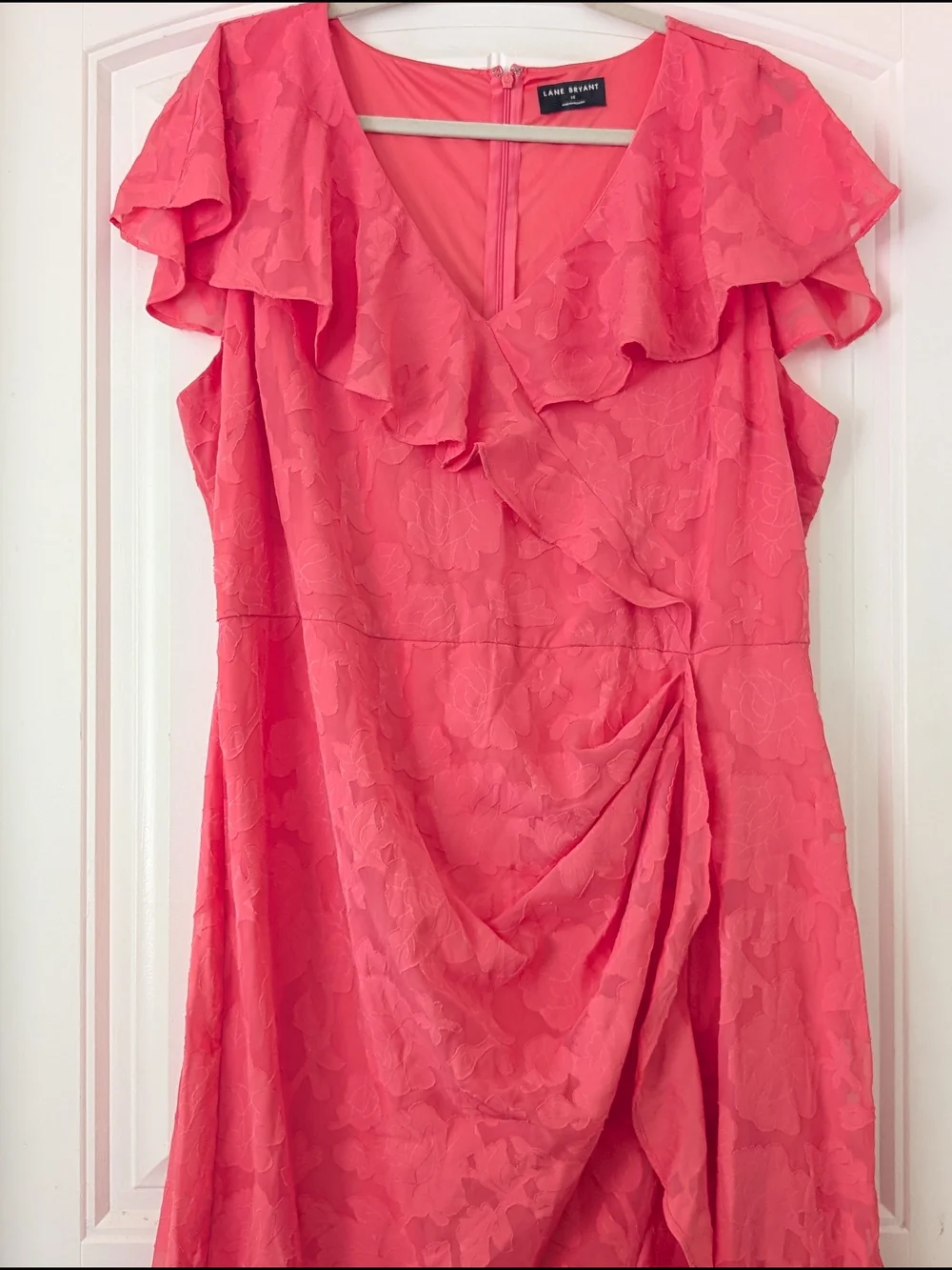 Lane Bryant Coral Pink High-Low Ruffle Dress - Picture 4 of 13
